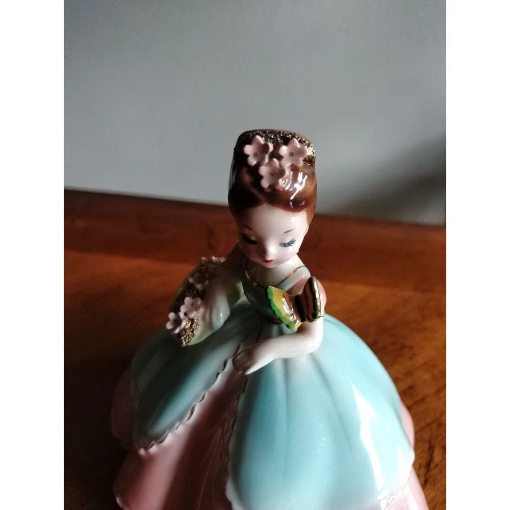 Josef Originals Girl Figurine Butterfly Flowers Pink Blue Dress 5